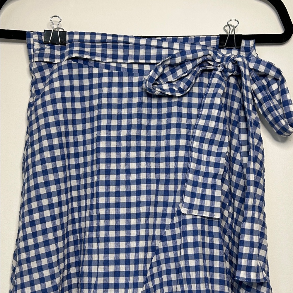 Anthropologie Maeve Blue and White Glenna Gingham Midi Skirt Size 2 NWT - Picture 2 of 16